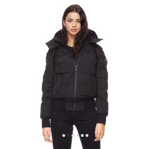 NWT Moose Knuckles Black Hoodie ROCHER BOMBER Jacket Coat Small